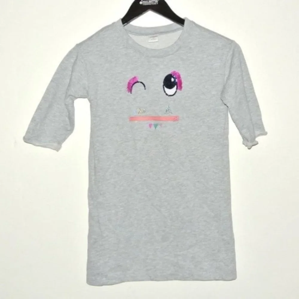 Gymboree Heather Grey Funny Face Dress 10 Easy pull-on‎ style Zip pocket accent